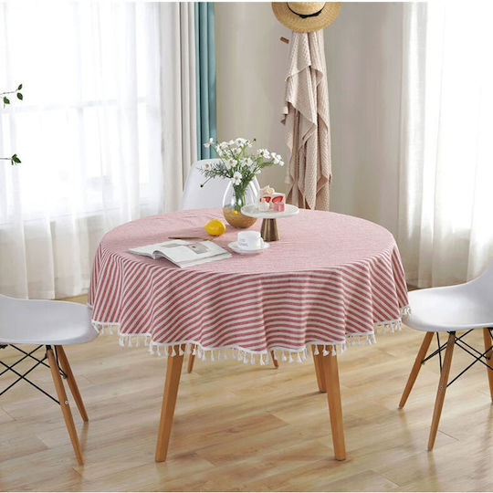 FRIPIA FRIPIA Tischdecke Rotunde Baumwolle Rot-Weiß Φ140cm