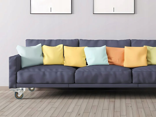 Set 4 Roți Rotative Placă Zola 100 X 25 Mm Cărucioare Mobilier 360° Rotire Silentioase Cauciuc Tehnic Oțel Galvanizat Albastru