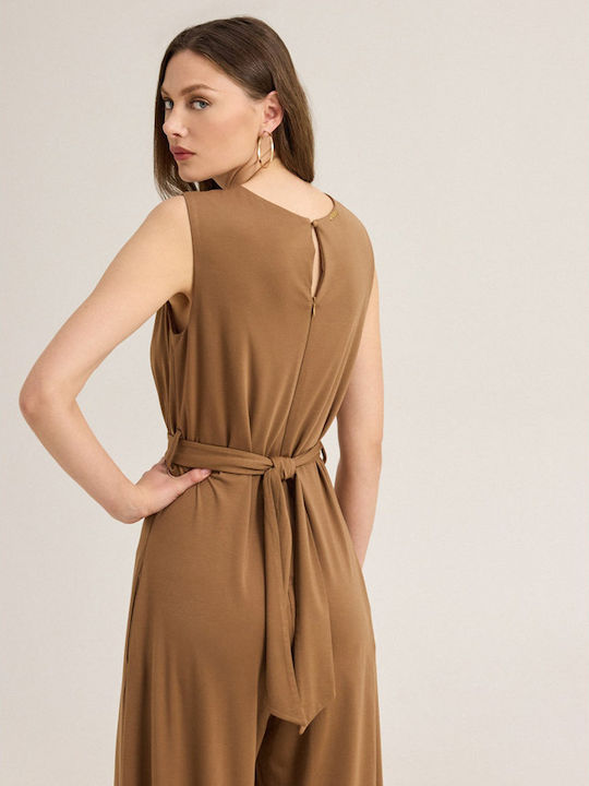 Women's Sleeveless Brown Jumpsuit