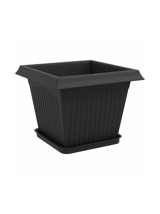 vidaXL Set of 6 Black Plastic Flower Pots