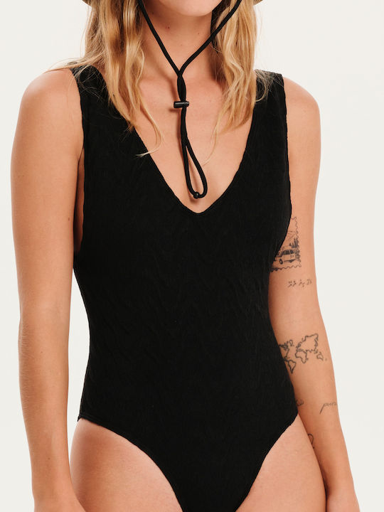 One Piece Swimsuit with Open Back Black