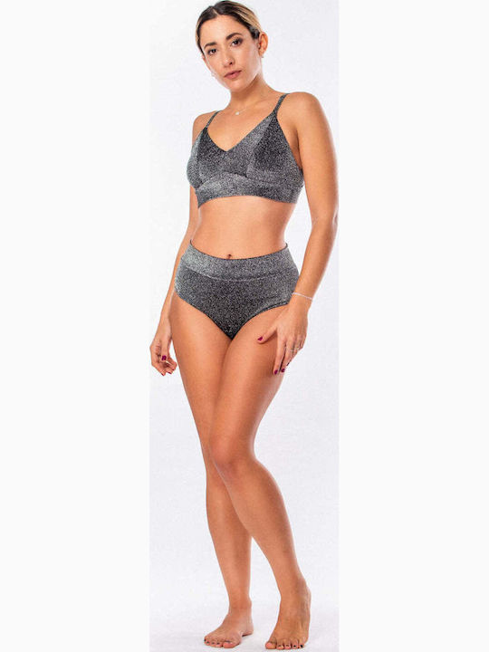 Bikini Bottoms Slip High Waist Black