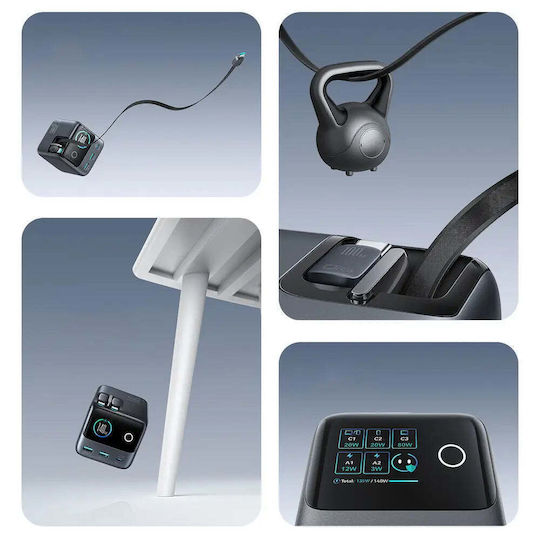Joyroom Βάση Φόρτισης GaN με 2 Θύρες USB-A και Θύρα USB-C και Καλώδιο USB-C 140W Quick Charge 3.0 σε Γκρι χρώμα (JR-TRD01)