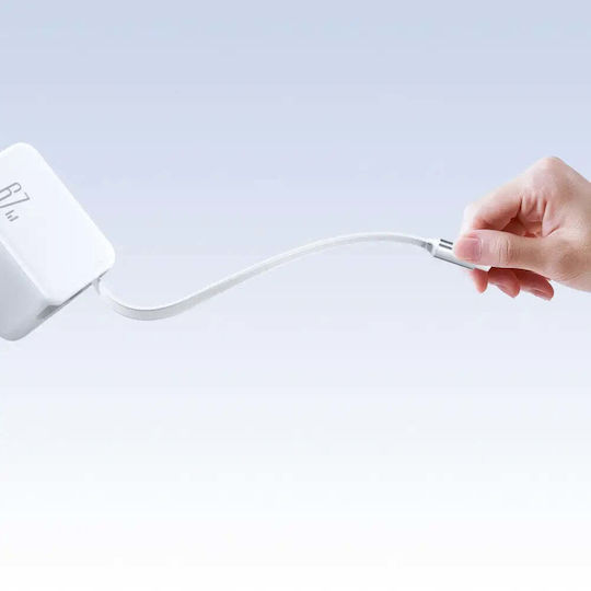 Joyroom Φορτιστής GaN με Θύρα USB-C και Καλώδιο USB-C 67W Power Delivery Λευκός (JR-TCL06)