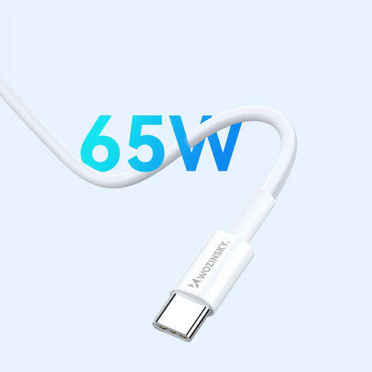 Wozinsky Charger GaN with USB-A Port and 2 USB-C Ports and Cable USB-C - USB-C 65W Whites