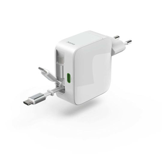 HAMA GaN Wireless Charger with USB-C Port 65W Power Delivery / Quick Charge 3.0 White