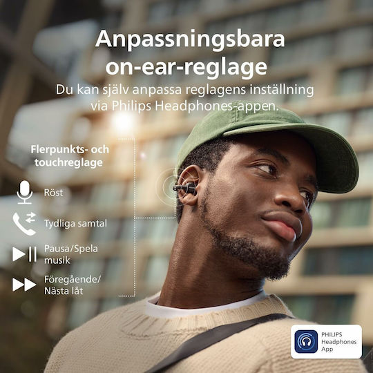 Philips TAQ2000 Open Ear Bluetooth Handsfree Ακουστικά με Αντοχή στον Ιδρώτα και Θήκη Φόρτισης Μαύρα