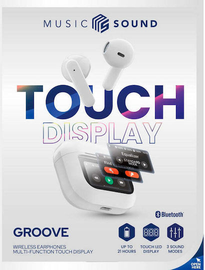 Cellular Line Groove Earbud Bluetooth Handsfree Earphones with Charging Case White
