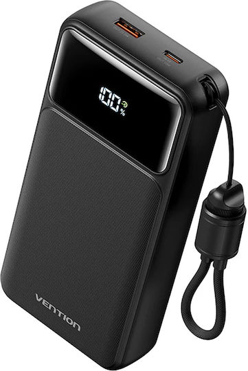 Vention XGY40 Външна Батерия 20000mAh 22.5W с USB-A Порт и USB-C Порт Черна
