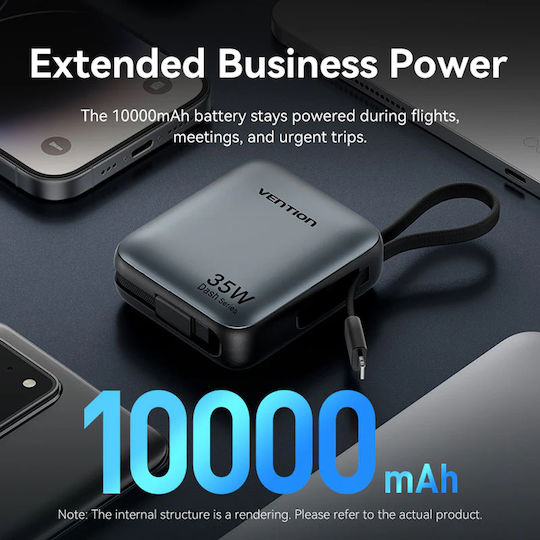 Vention FHF Power Bank 10000mAh 35W with USB-C Power Delivery Port Gray