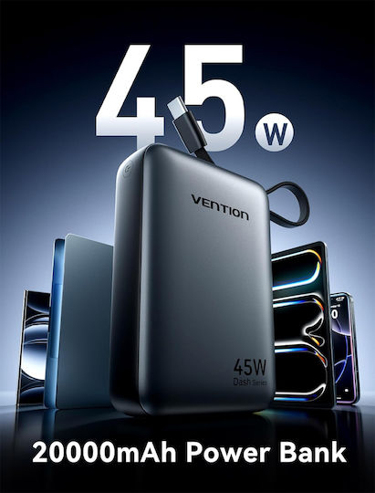 Vention FHG Външна Батерия 20000mAh 45W с USB-A Изходен Порт и USB-C Изходен Порт Power Delivery / Бързо Зареждане / PPS Бежов