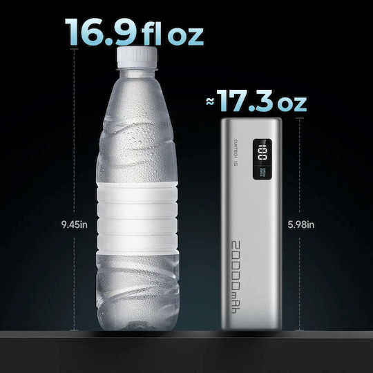Cuktech CUKP200XGLGR Power Bank 20000mAh 100W with USB-A Port and 2 USB-C Ports Power Delivery Grey