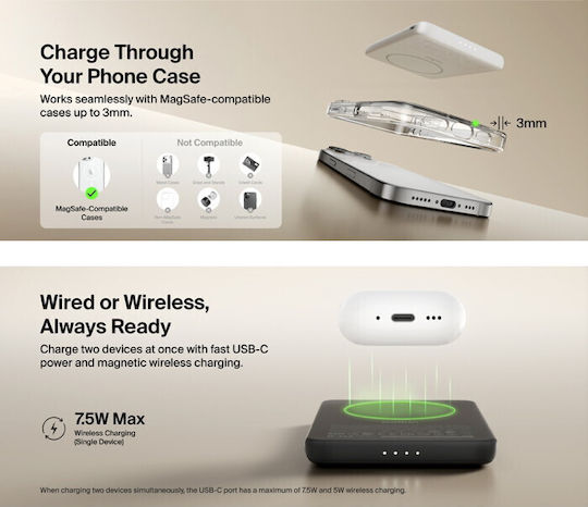 Belkin BoostCharge Slim Magnetic Power Bank 5000mAh 5W with USB-C Port Black