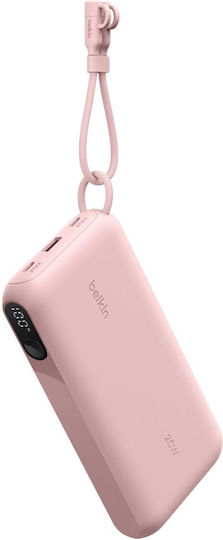 Belkin Power Bank 20000mAh 20W mit USB-A Ausgangsanschlüsse und 2 USB-C Ausgangsanschlüsse Stromlieferung Rosa