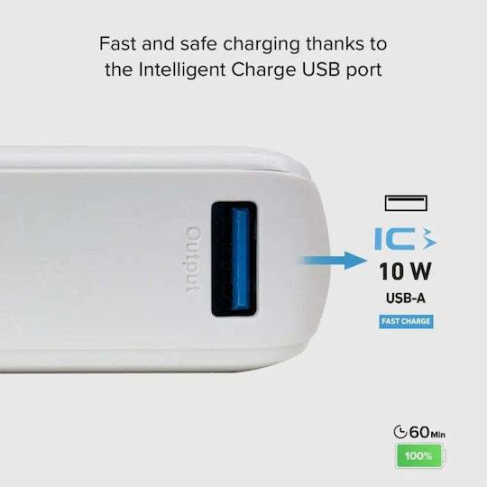 SBS Power Bank 10000mAh 10W with USB-A Port and USB-C Port White