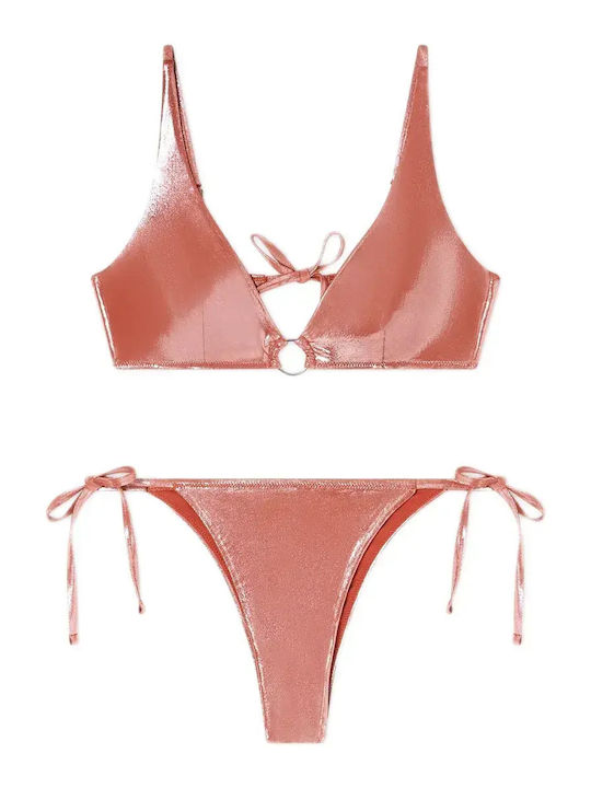Set Bikini Triangle Terracotta Foil