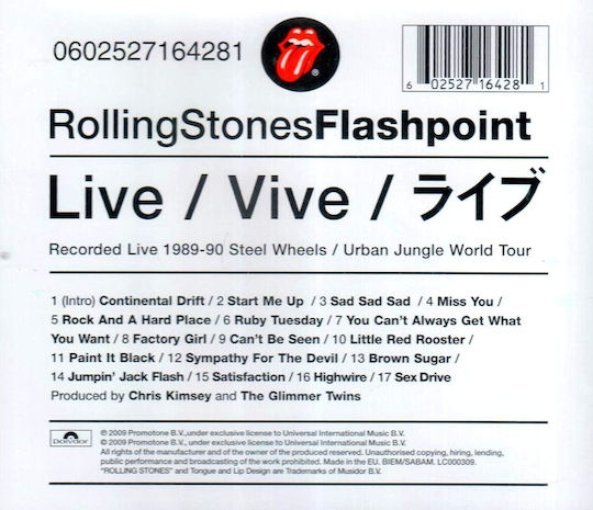 Rolling Stones Flashpoint Cd Album Limited Remastered Edition Digisleeve Reissue