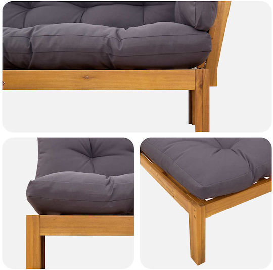 Garden & Outdoor Furniture Sets Living Room Set 2 Pieces Natural and Dark Gray with Pillows Garden & Outdoor Furniture Sets Living Room Set 2 Pieces Natural and Dark Gray with Pillows