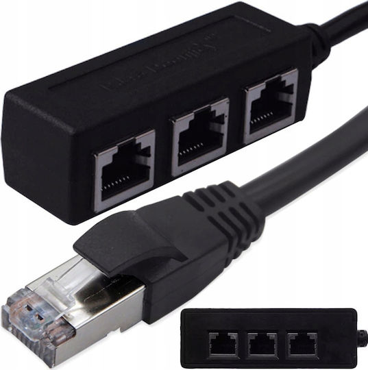 Adaptor Splitter Lan Rj45 3 În 1 Zola Gigabit 1000 Mb S 3 Porturi Ethernet Lungime 29 Cm Negru