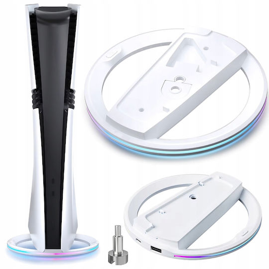 Vertical Console Stand Zola Compatible Ps5 Ps5 Slim Ps5 Pro Rgb Lighting Fixing Screw Usb Power Light Gray