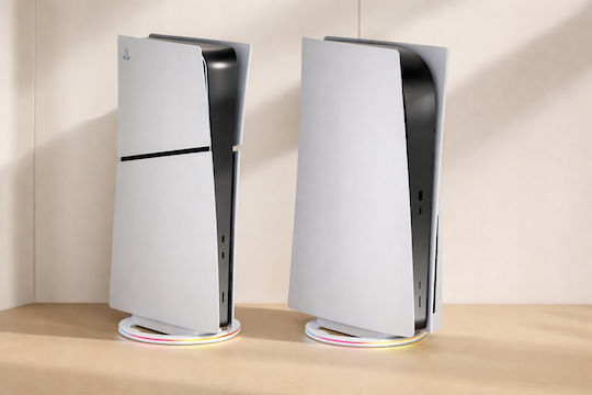 Vertical Console Stand Zola Compatible Ps5 Ps5 Slim Ps5 Pro Rgb Lighting Fixing Screw Usb Power Light Gray
