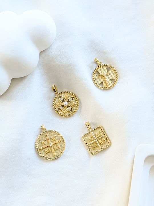 Pendant Kids Charm Double Sided with Chain Constantine Coin Gold 14K 52RK7756-P