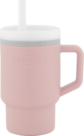 Infantino Baby Cup with Handle and Straw Silicone Pink 260ml