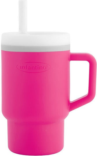 Infantino Toddler Cup with Handle and Straw Made of Pink Silicone 260ml
