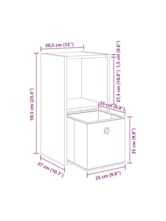 Nachttisch Holz Braun 30.5x27x59.5cm