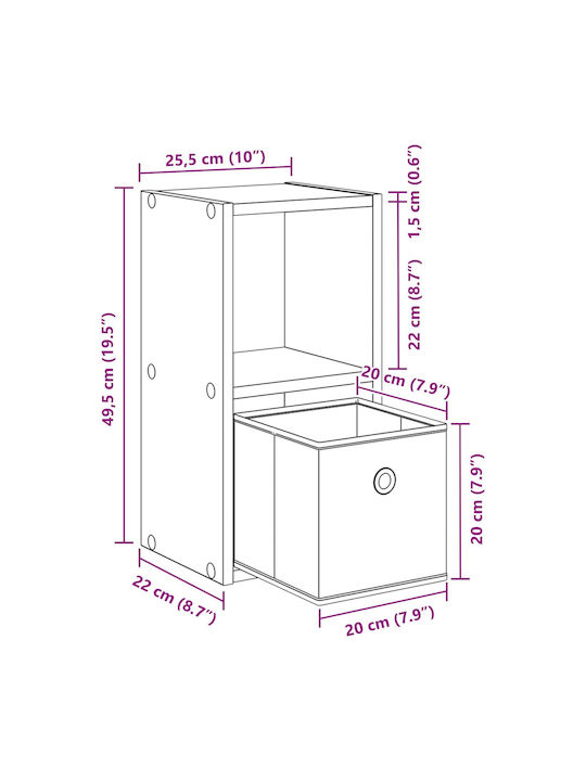 Nachttisch Holz Grau 25.5x22x49.5cm