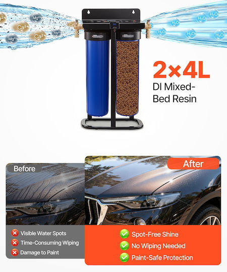 Vevor Система За Обезйонизирана Вода За Миене На Коли 2 X 4l Смола Di С Tds Метър И Байпас Клапан Qlzxcxtzjlszcl39t001v9