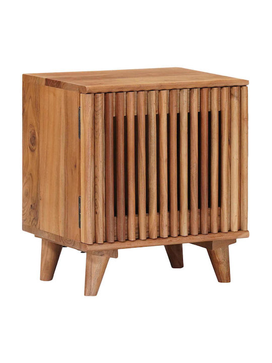 Κομοδίνο από Μασίφ Ξύλο και Γυαλί Μπεζ 40x30x45cm