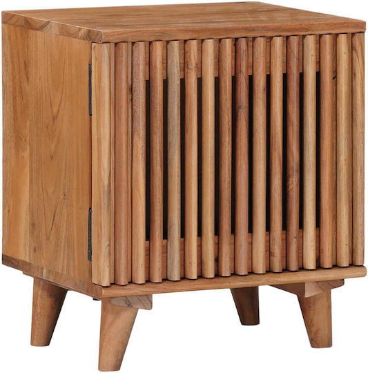 Bedside Table Made of Solid Wood and Glass Beige 40x30x45cm
