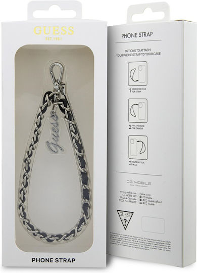 Guess Chain Metal Logo Charm Handgelenkriemen Schwarz