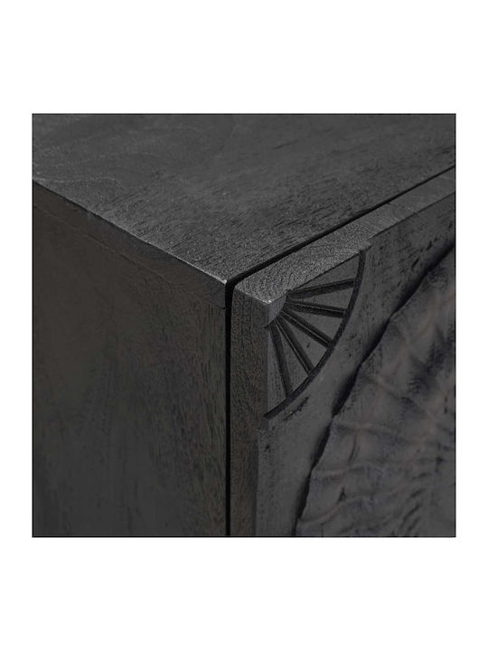 Wooden Bedside Table with Black Metal Legs 40x30x50cm