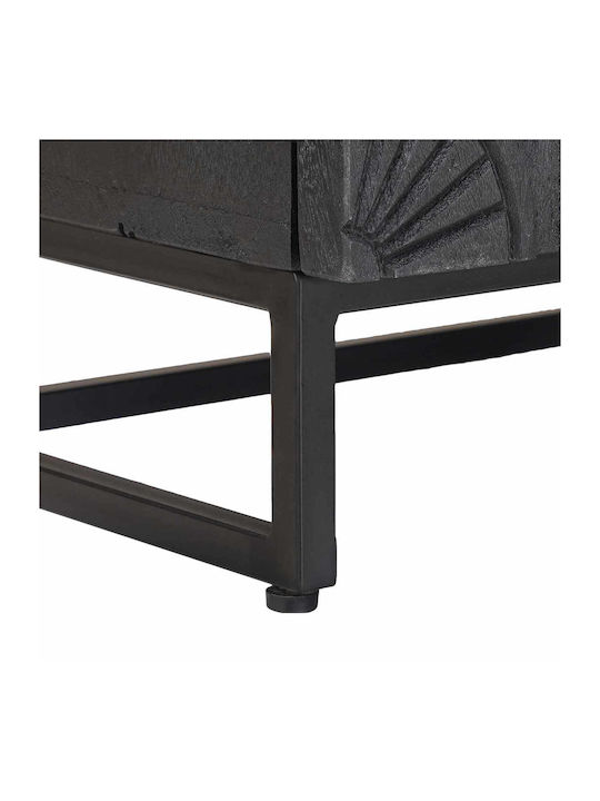Wooden Bedside Table with Black Metal Legs 40x30x50cm