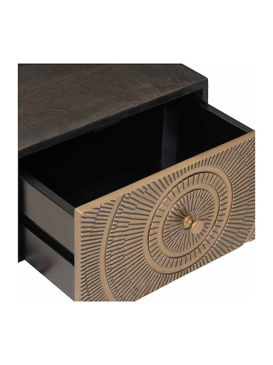 Wooden Bedside Table with Bronze Metal Legs 40x30x20cm
