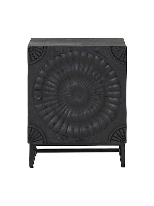 Wooden Bedside Table with Black Metal Legs 40x30x50cm