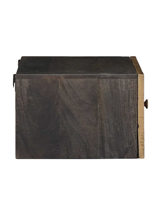 Wooden Bedside Table with Bronze Metal Legs 40x30x20cm