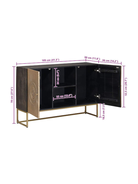 Sideboard aus Holz & Metall Messing 105x30x70cm