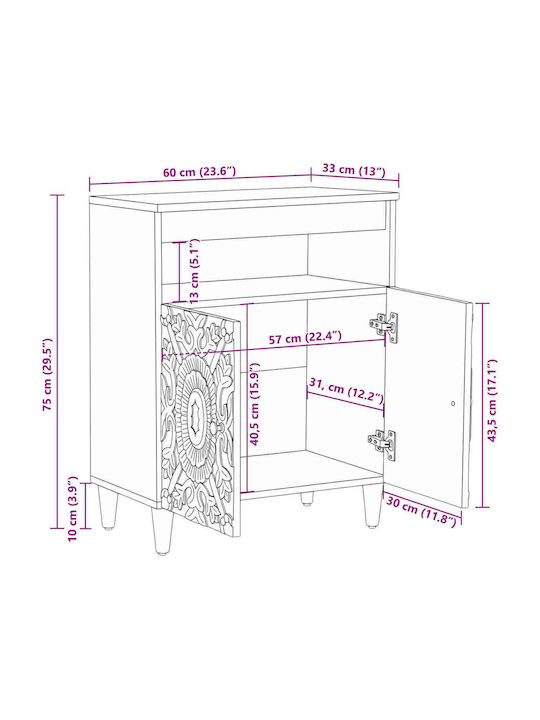 Sideboard aus Holz & Metall Braune 60x33.5x75cm