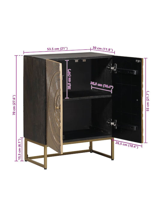 Sideboard aus Holz & Metall Messing 53.5x30x70cm