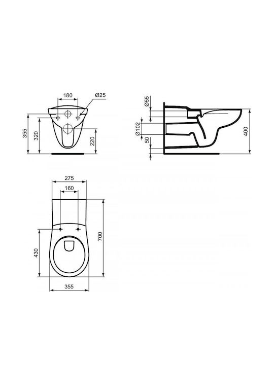 Ideal Standard Contour 21 Zugängliche Toilette Randlos Weiße Ideal Standard Contour 21 Zugängliche Toilette Randlos Weiße