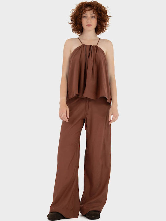 Γυναικείο Υφασμάτινο Παντελόνι Brown