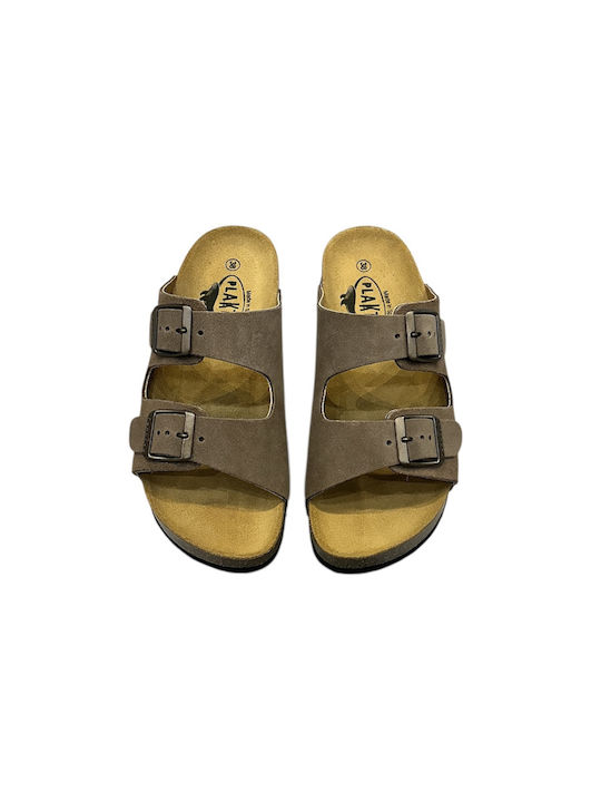 Leather Women's Flat Sandals Afelpado Lodo