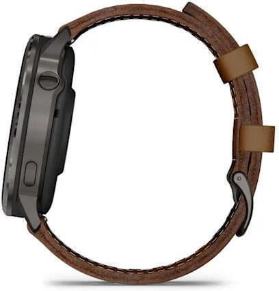 Garmin Venu 4 Stainless Steel 45mm Αδιάβροχο Smartwatch με Παλμογράφο (Slate with Brown Leather Band)
