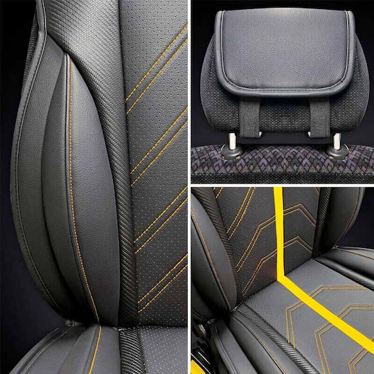 Swiss Drive Potenza Car Seat Single Seat Cover Fabric Leatherette Black Yellow Ptnzylw 1 Piece
