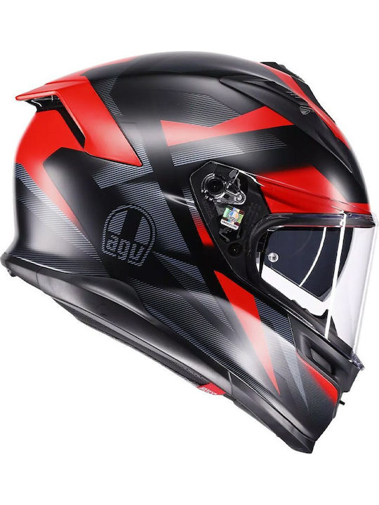 AGV K7 Glimpse Matt Черно/Червено Каска Мотор Full Face ECE 22.06 1450гр със Sunvisor