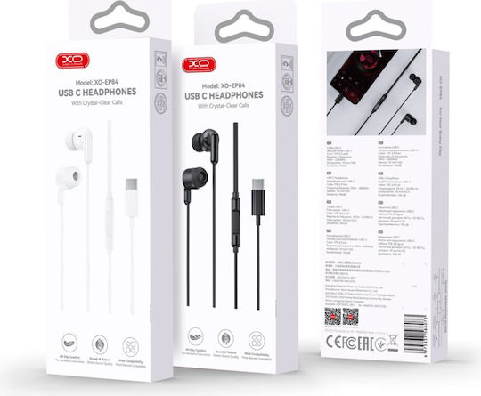 XO EP84 In-ear Handsfree Headphones with Connector USB-C White