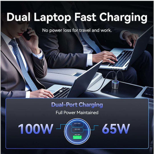 Vention Φορτιστής Αυτοκινήτου 165W με Θύρες: 1xUSB-A 2xType-C